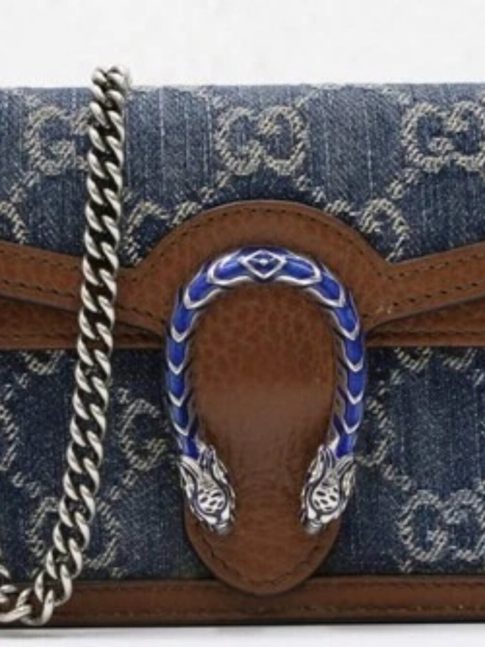 GUCCI GG Denim Super Mini Diony Denim Chain Shoulder Bag